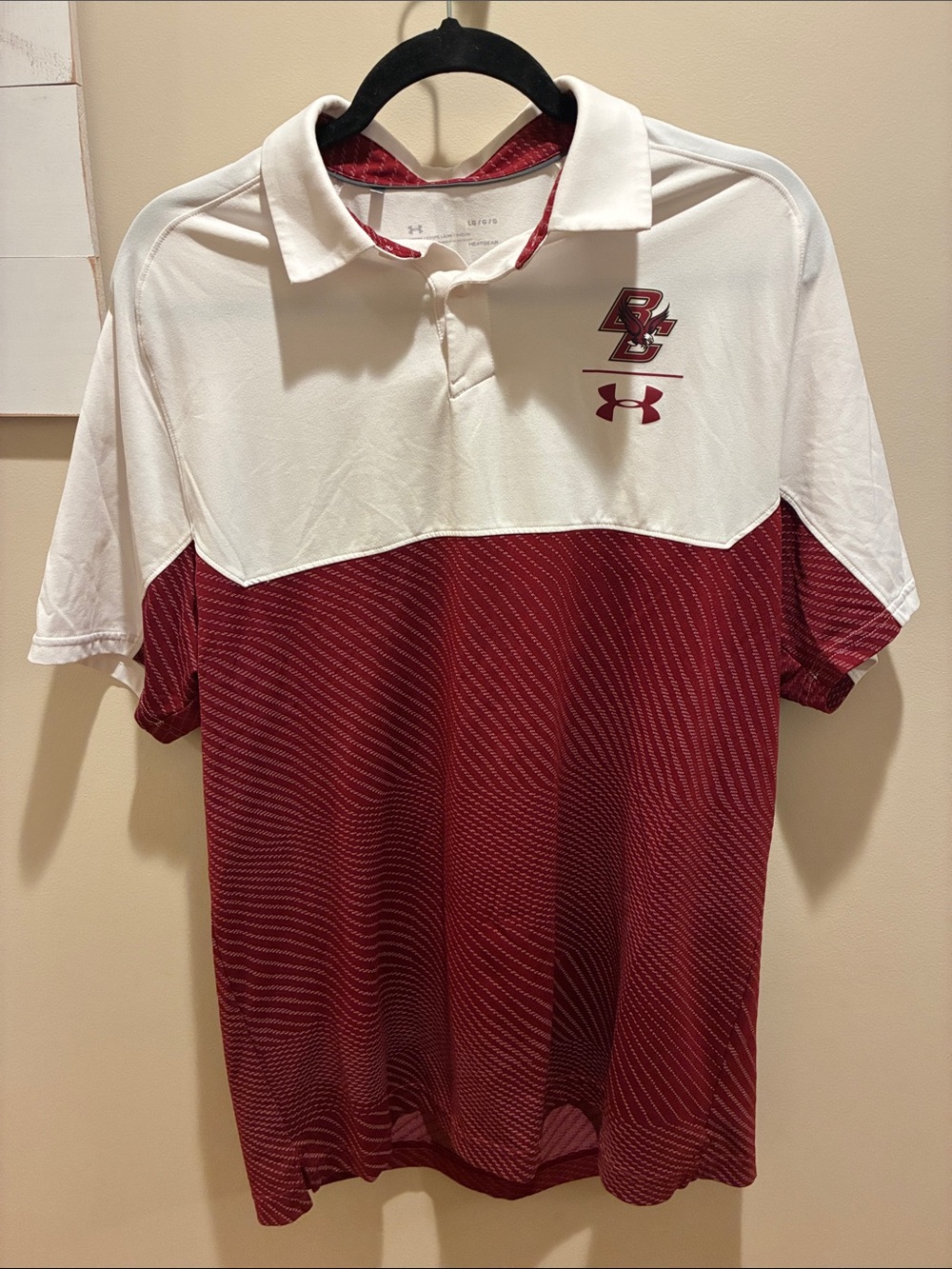 Under Armour Men’s White and Maroon Polo with BC Logo